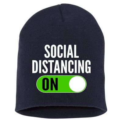 Social Distancing On Button Short Acrylic Beanie