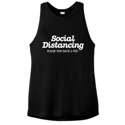 Social Distancing Please Stay Back 6 Feet Ladies PosiCharge Tri-Blend Wicking Tank