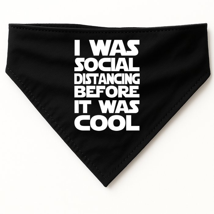 Social Distancing Was Cool Introvert Quarantine USA-Made Doggie Bandana