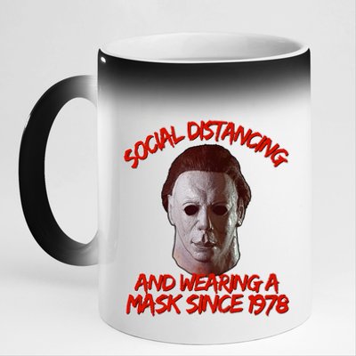 Social Distancing Wearing A Mask Since 1978 Halloween 11oz Black Color Changing Mug