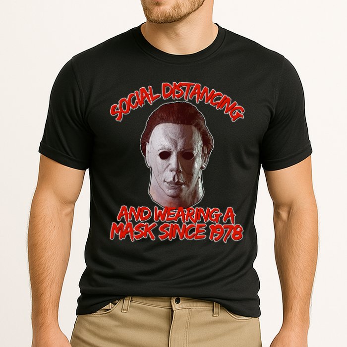 Social Distancing Wearing A Mask Since 1978 Halloween Cooling Performance Crew T-Shirt