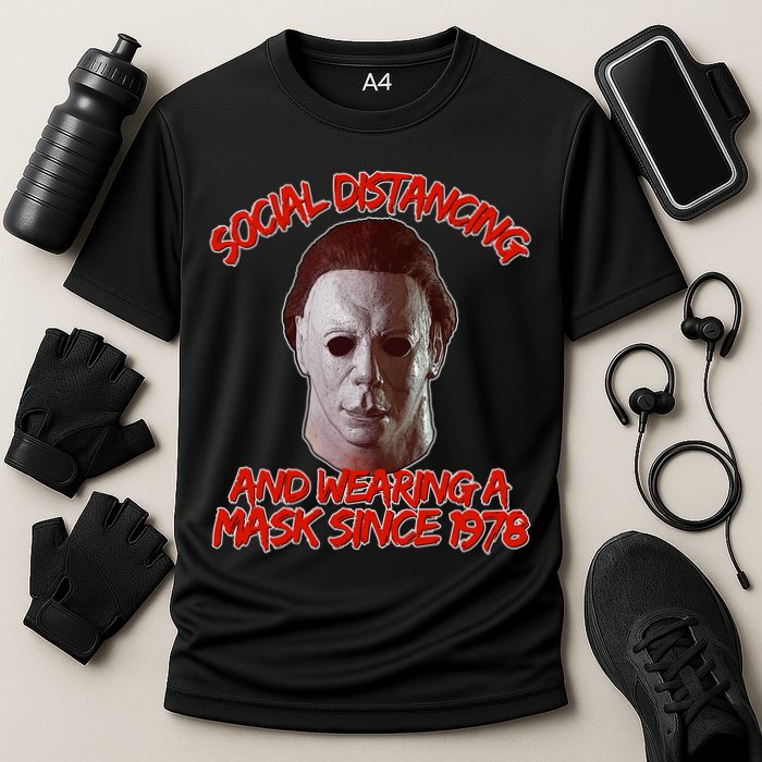 Social Distancing Wearing A Mask Since 1978 Halloween Cooling Performance Crew T-Shirt