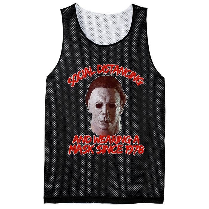 Social Distancing Wearing A Mask Since 1978 Halloween Mesh Reversible Basketball Jersey Tank