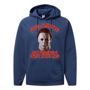 Social Distancing Wearing A Mask Since 1978 Halloween Performance Fleece Hoodie