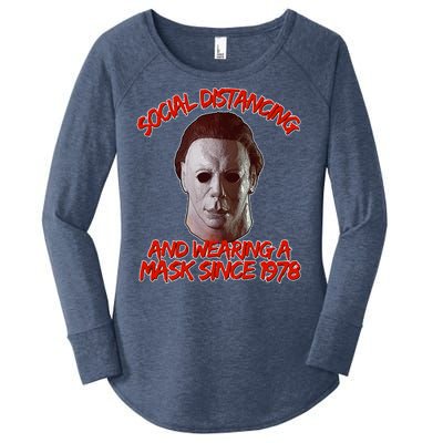 Social Distancing Wearing A Mask Since 1978 Halloween Women's Perfect Tri Tunic Long Sleeve Shirt