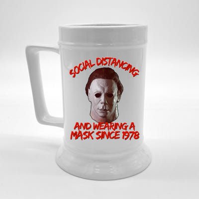 Social Distancing Wearing A Mask Since 1978 Halloween Beer Stein