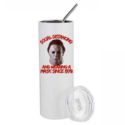 Social Distancing Wearing A Mask Since 1978 Halloween Stainless Steel Tumbler