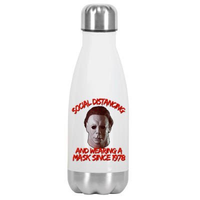 Social Distancing Wearing A Mask Since 1978 Halloween Stainless Steel Insulated Water Bottle