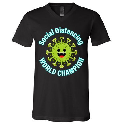 Social Distancing World Champion V-Neck T-Shirt