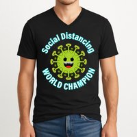 Social Distancing World Champion V-Neck T-Shirt