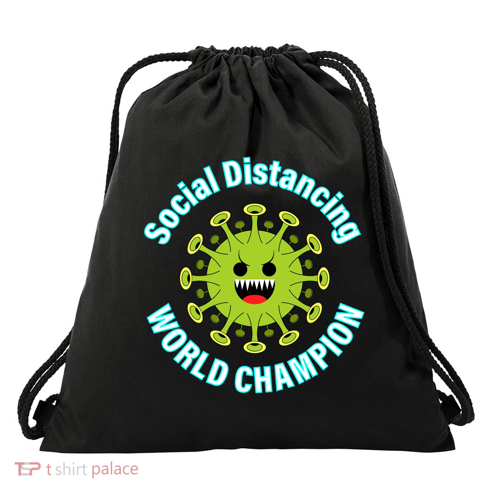 Social Distancing World Champion Drawstring Bag
