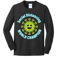 Social Distancing World Champion Kids Long Sleeve Shirt