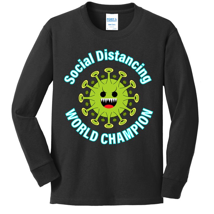 Social Distancing World Champion Kids Long Sleeve Shirt