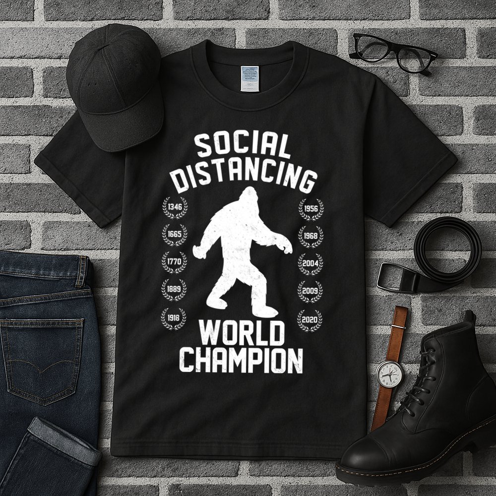 Social Distancing World Champion Sasquatch Tall T-Shirt