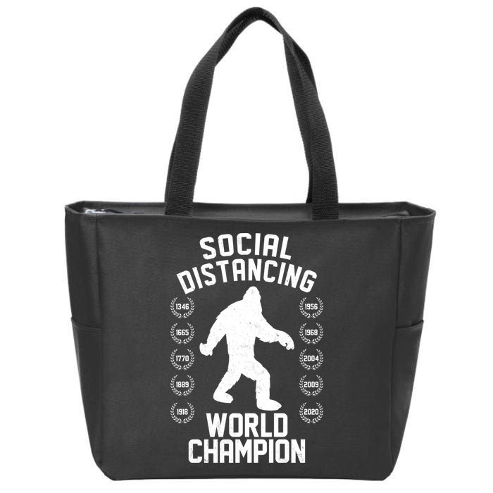 Social Distancing World Champion Sasquatch Zip Tote Bag