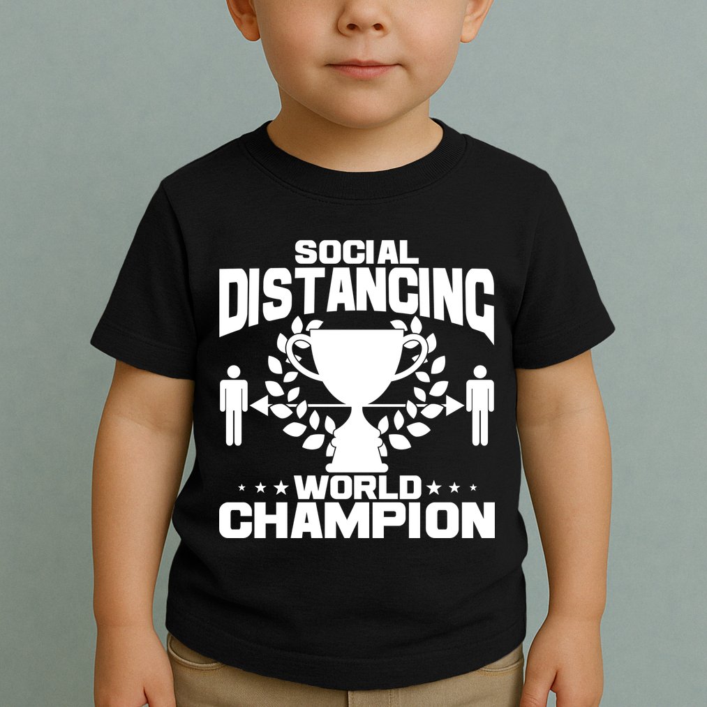Social Distancing World Champion Trophy Toddler T-Shirt