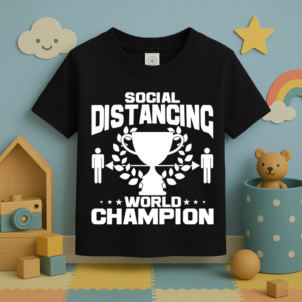 Social Distancing World Champion Trophy Toddler T-Shirt