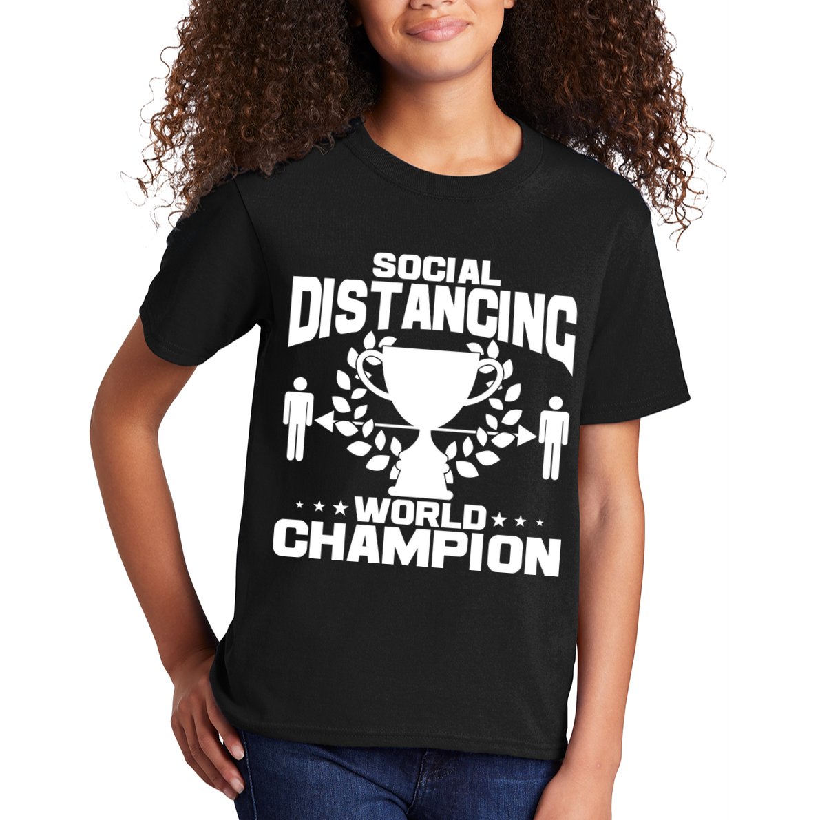 Social Distancing World Champion Trophy Kids T-Shirt