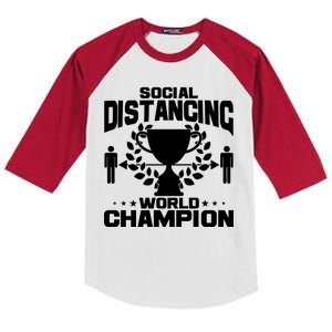 Social Distancing World Champion Trophy Kids Colorblock Raglan Jersey