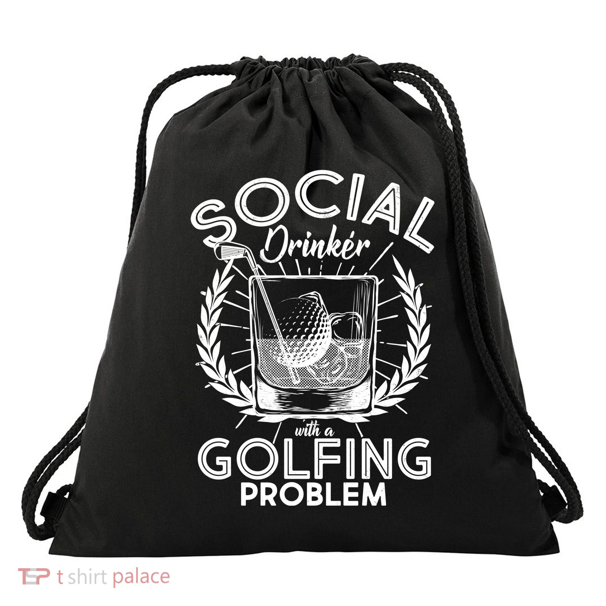 Social Drinker with a Golfing Problem Drawstring Bag
