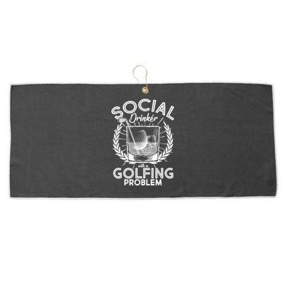 Social Drinker with a Golfing Problem Large Microfiber Waffle Golf Towel