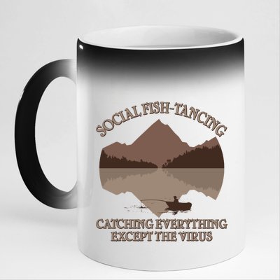 Social Fish-Tancing Funny Social Distancing 11oz Black Color Changing Mug