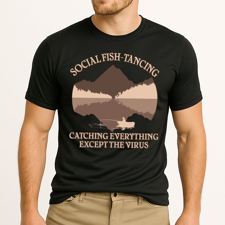 Social Fish-Tancing Funny Social Distancing Cooling Performance Crew T-Shirt