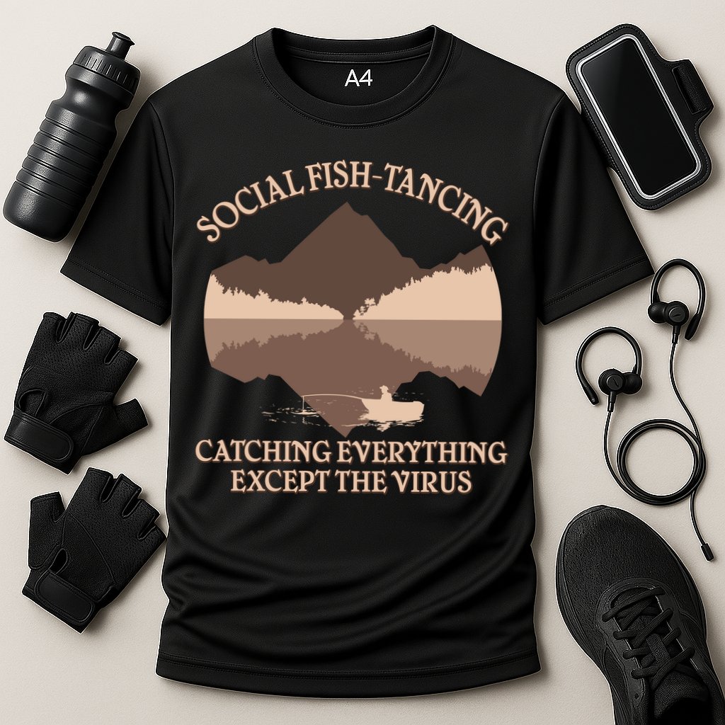 Social Fish-Tancing Funny Social Distancing Cooling Performance Crew T-Shirt