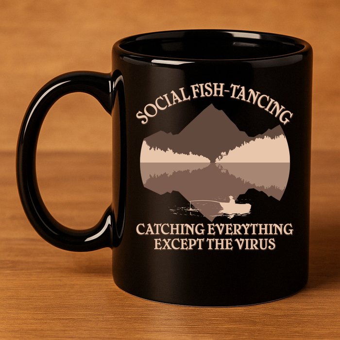 Social Fish-Tancing Funny Social Distancing 11oz C Handle Ceramic Mug