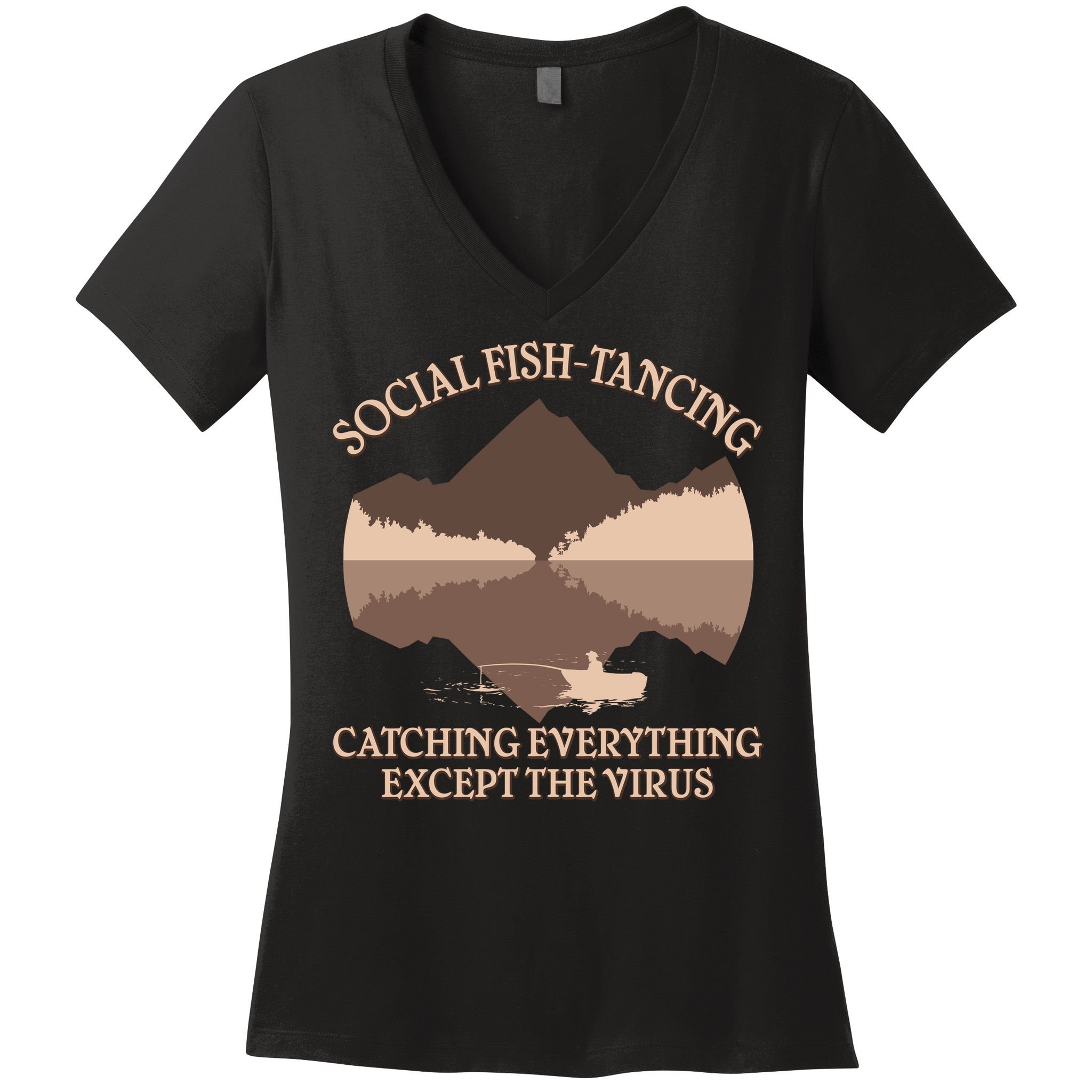 Social Fish-Tancing Funny Social Distancing Women's V-Neck T-Shirt
