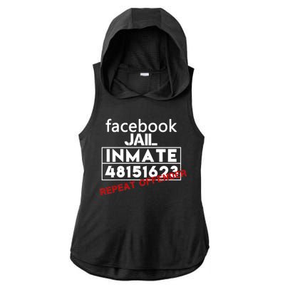 Social Media Jail Inmate Repeat Offender Ladies PosiCharge Tri-Blend Wicking Draft Hoodie Tank