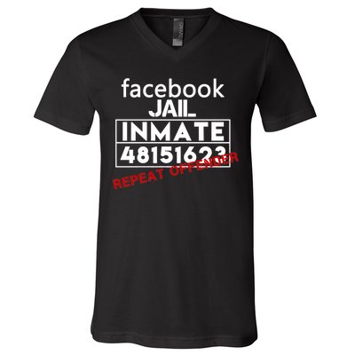 Social Media Jail Inmate Repeat Offender V-Neck T-Shirt