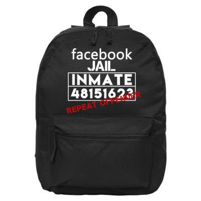 Social Media Jail Inmate Repeat Offender 16 in Basic Backpack