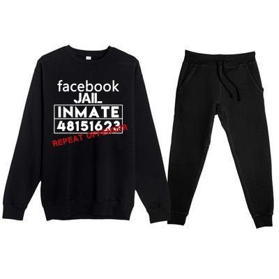 Social Media Jail Inmate Repeat Offender Premium Crewneck Sweatsuit Set