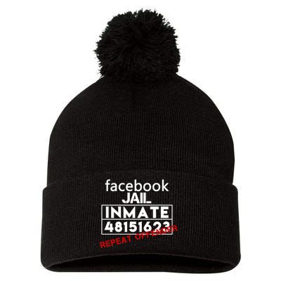 Social Media Jail Inmate Repeat Offender Pom Pom 12in Knit Beanie