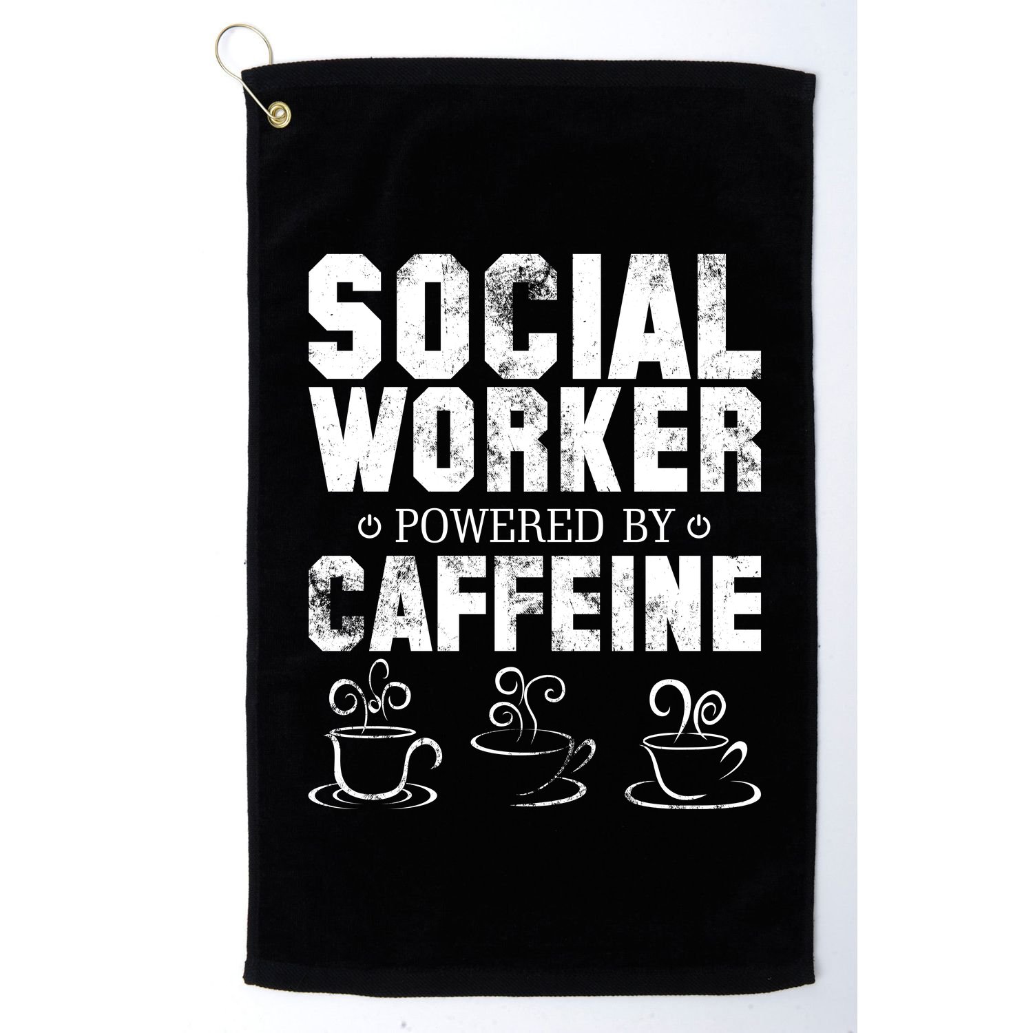 Social Worker Powered By Caffeine Golf Towel