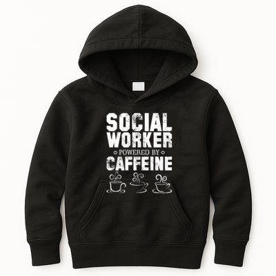 Social Worker Powered By Caffeine Kids Hoodie