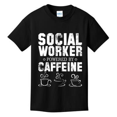 Social Worker Powered By Caffeine Kids T-Shirt