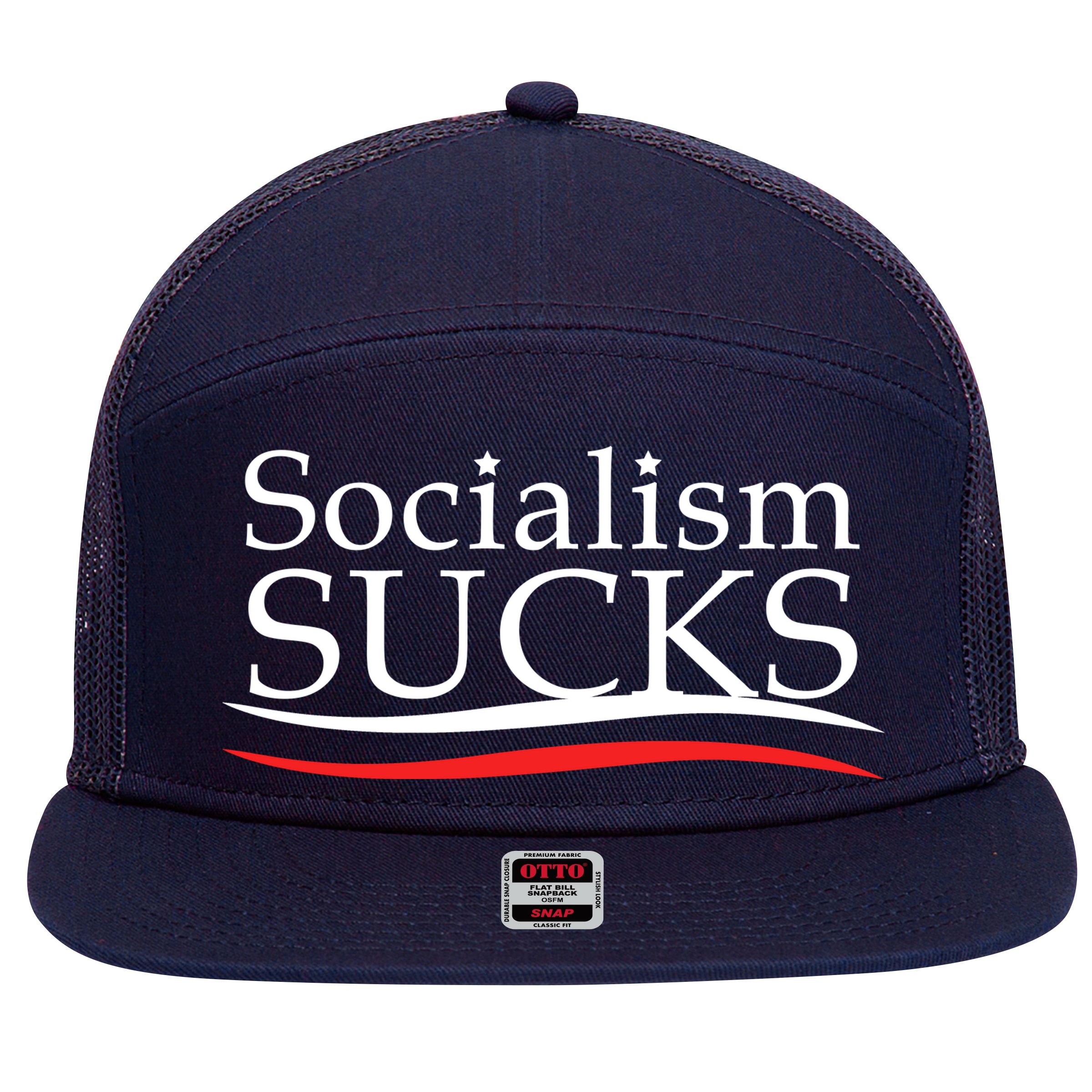 Socialism Sucks 7 Panel Mesh Trucker Snapback Hat