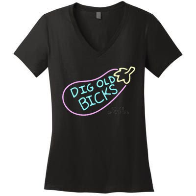 Solar Opposites Dig Old Bicks Neon Sign Women's V-Neck T-Shirt