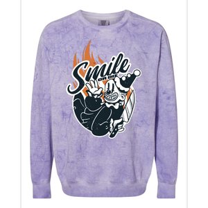 Smile Or Die Scary Clown Halloween Colorblast Crewneck Sweatshirt