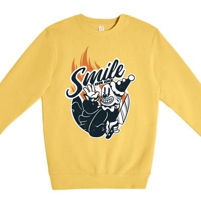 Smile Or Die Scary Clown Halloween Premium Crewneck Sweatshirt