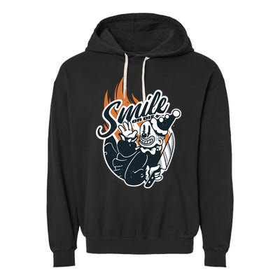 Smile Or Die Scary Clown Halloween Garment-Dyed Fleece Hoodie