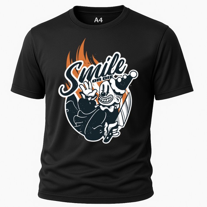 Smile Or Die Scary Clown Halloween Cooling Performance Crew T-Shirt
