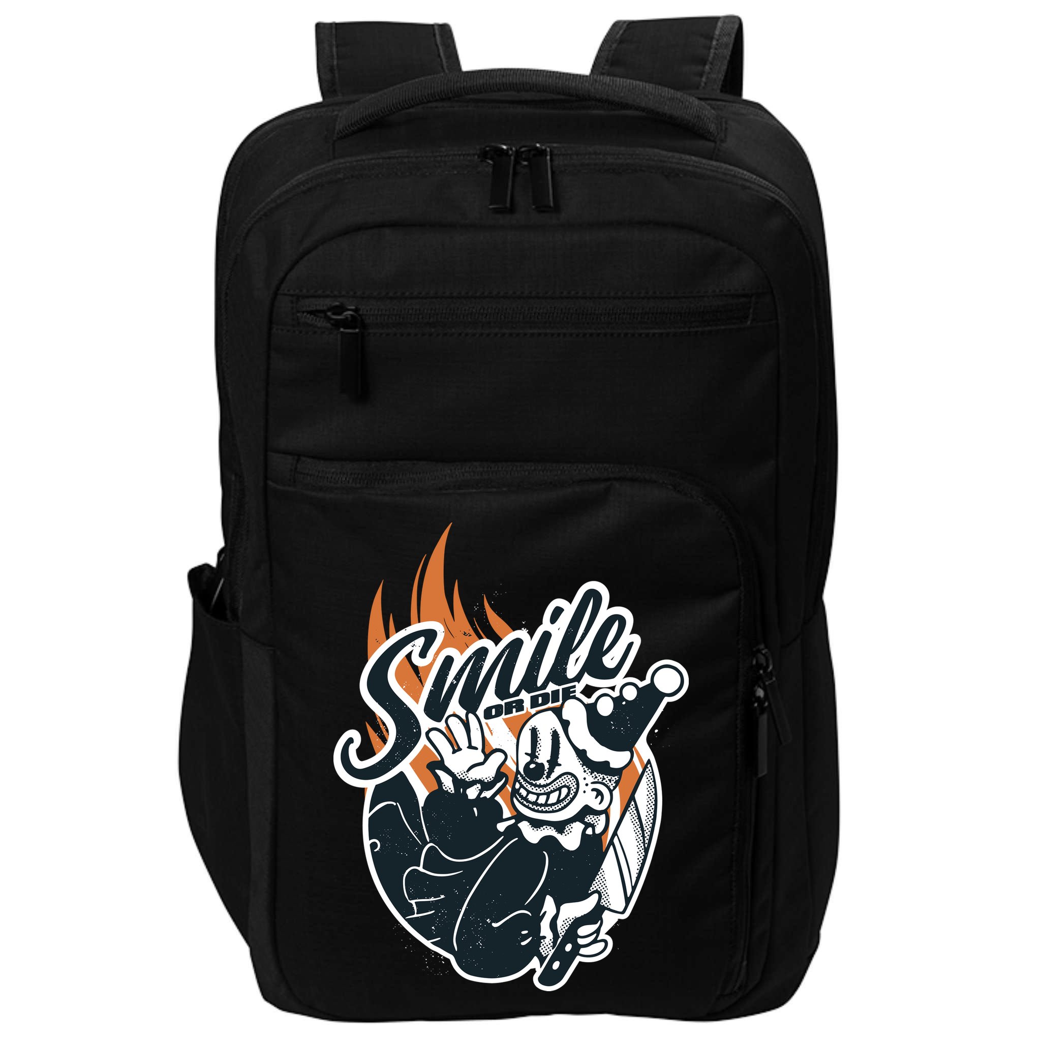 Smile Or Die Scary Clown Halloween Impact Tech Backpack