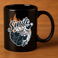 Smile Or Die Scary Clown Halloween 11oz C Handle Ceramic Mug