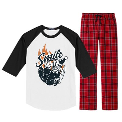 Smile Or Die Scary Clown Halloween Raglan Sleeve Pajama Set