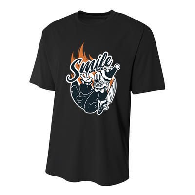 Smile Or Die Scary Clown Halloween Youth Performance Sprint T-Shirt