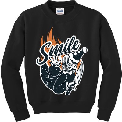 Smile Or Die Scary Clown Halloween Kids Sweatshirt