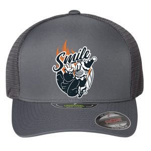 Smile Or Die Scary Clown Halloween Flexfit Unipanel Trucker Cap